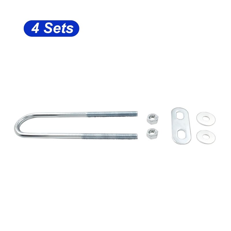 BokWin 4 Pcs Round U Bolts M6 Bend U Bolts in Zinc Plated Steel U Clamp with Nut, Plate, Washer(23mm Inner Width 120mm Length) - Image 2